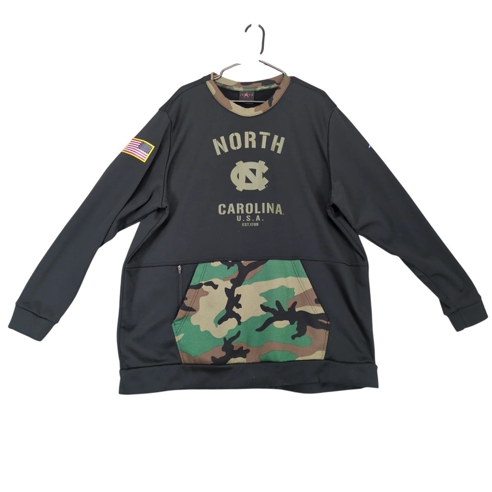 Air Jordan UNC Tar Heels Black Camo Sweatshirt Mens 3XL Military Appreciation